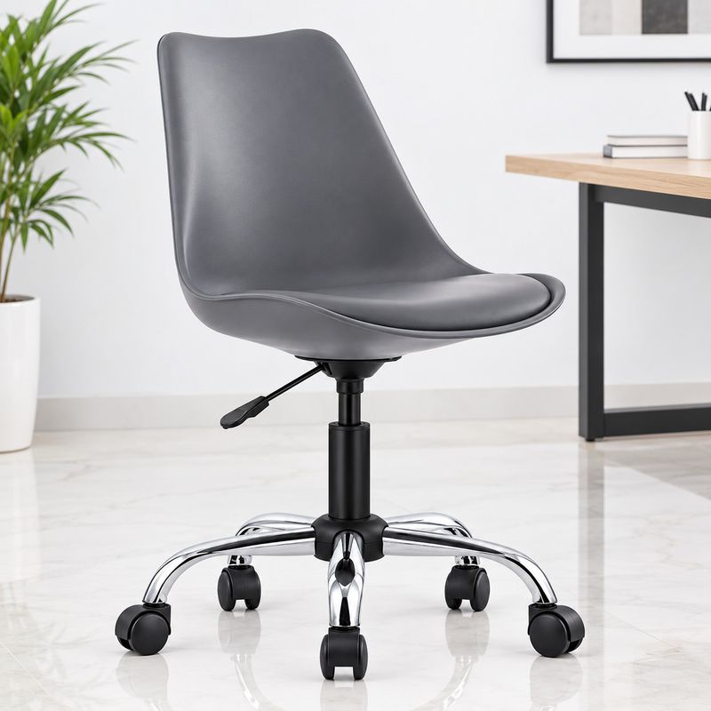 MAESTRO Study Stool Chrome Base Fabric Office Chair (Grey) - Image 3