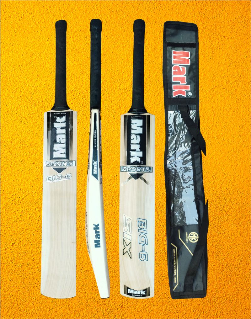 MARK BIG6 Kashmiri Wooden Grade 1 Double Blade Leather Bat - Image 2