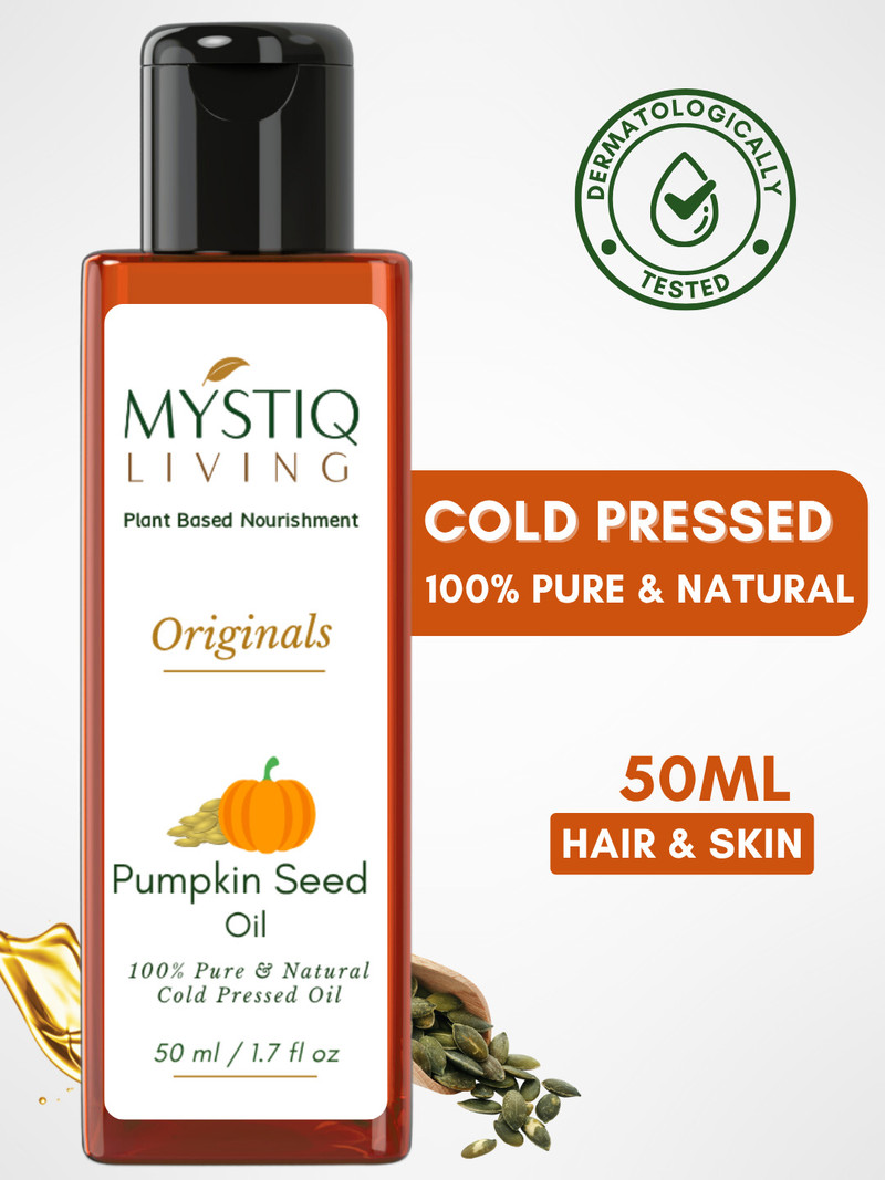 Mystiq Living Pumpkin Seed Oil - 100% Pure Cold Pressed for Hair, Skin and Body (50 ml)