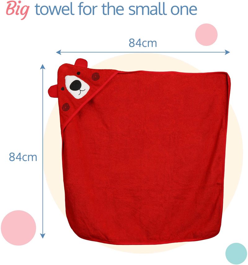 LuvLap Cotton 673 GSM Bath Towel (Red) - Image 6