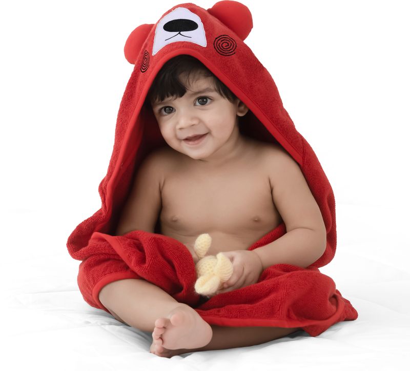 LuvLap Cotton 673 GSM Bath Towel (Red) - Image 2