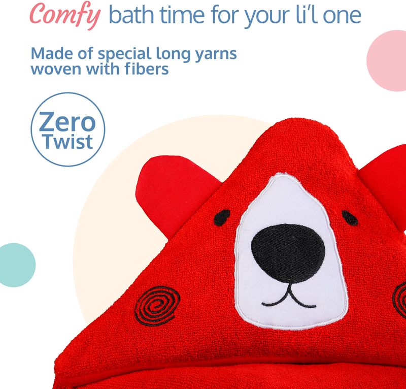 LuvLap Cotton 673 GSM Bath Towel (Red) - Image 5