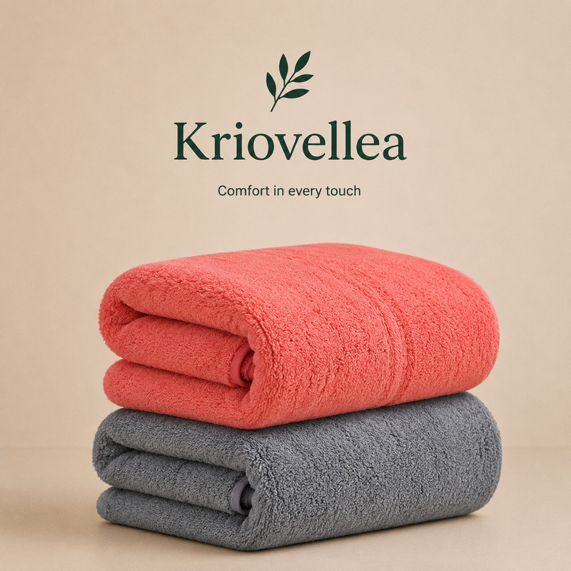 KRIOVELLEA Microfiber 500 GSM Bath, Sport, Beach Towel Pack of 2