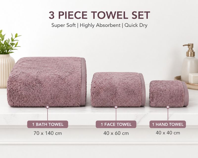 Fezora 350 GSM Microfiber Bath, Face, Hand Towel Set - Image 6