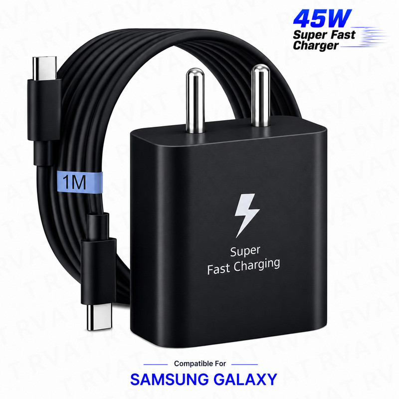 RVAT 45 W PD 5 A Wall Charger for Mobile with Detachable Cable Black