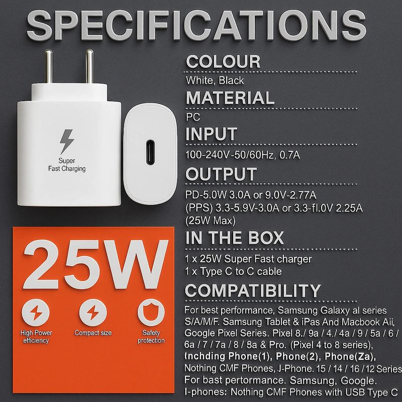 SB 25W Super Fast Charger for A15 5G - Image 6