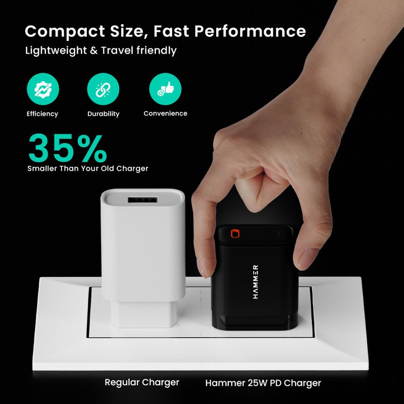Hammer 25W PD 3A Single Port Mobile Charger (Black) - Image 6