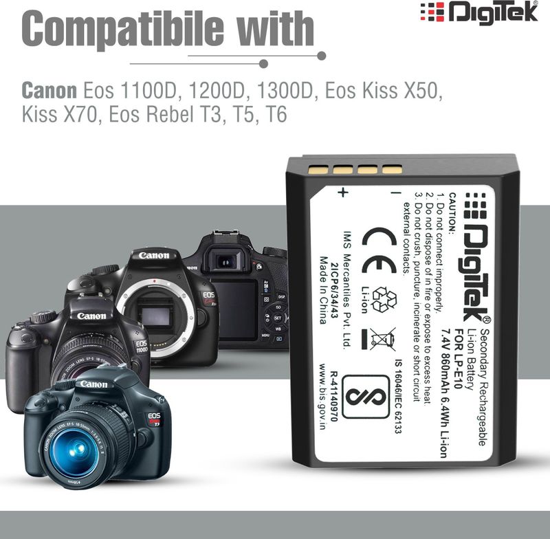 DIGITEK LP-E10 Lithium-ion Rechargeable Battery for Canon DSLR - Image 5