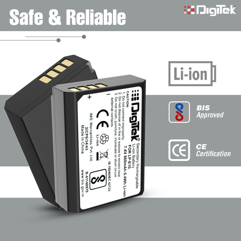 DIGITEK LP-E10 Lithium-ion Rechargeable Battery for Canon DSLR - Image 6
