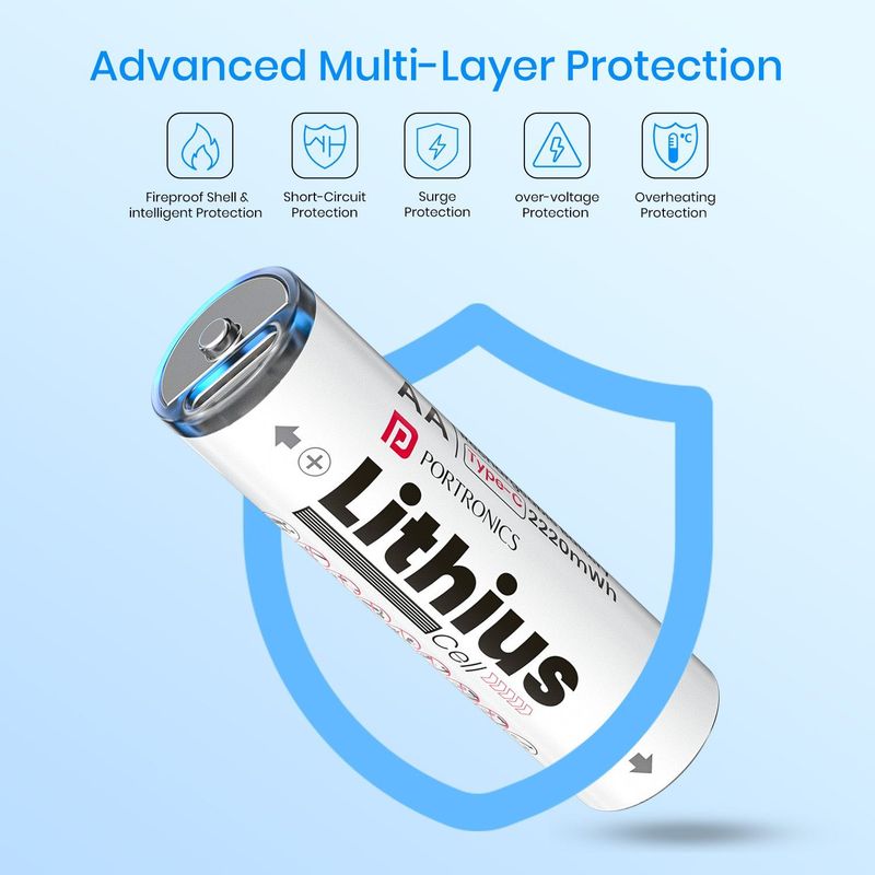 Portronics AA Lithius Type C Rechargeable Batteries, Pack of 2 - Image 4