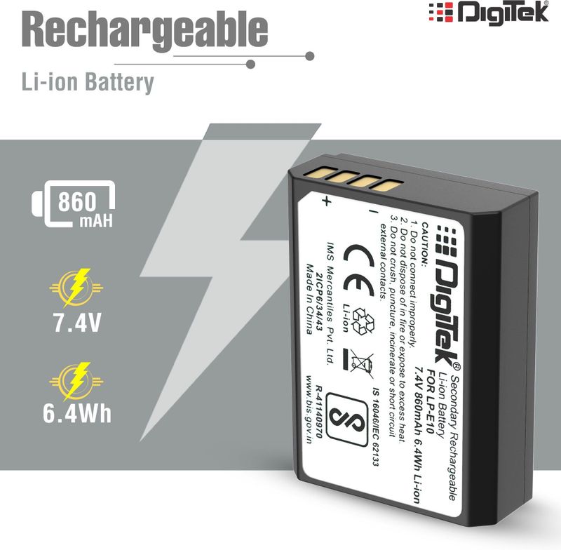 DIGITEK LP-E10 Lithium-ion Rechargeable Battery for Canon DSLR - Image 4