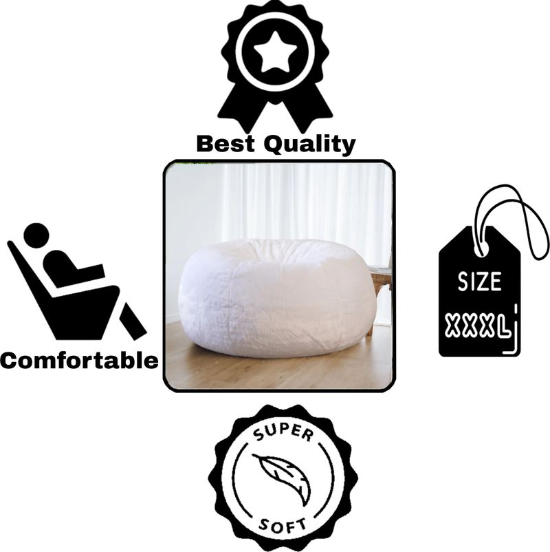 Bhailu Art XXXL Chair Bean Bag Cover White - Image 6