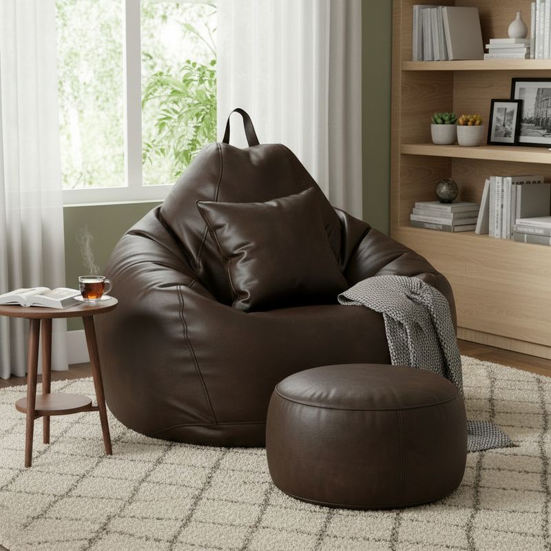 GIGLICK 4XL Bean Bag Cushion and Footrest, Brown - Image 3