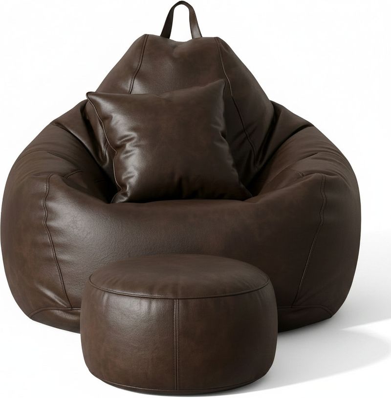 GIGLICK 4XL Bean Bag Cushion and Footrest, Brown - Image 2