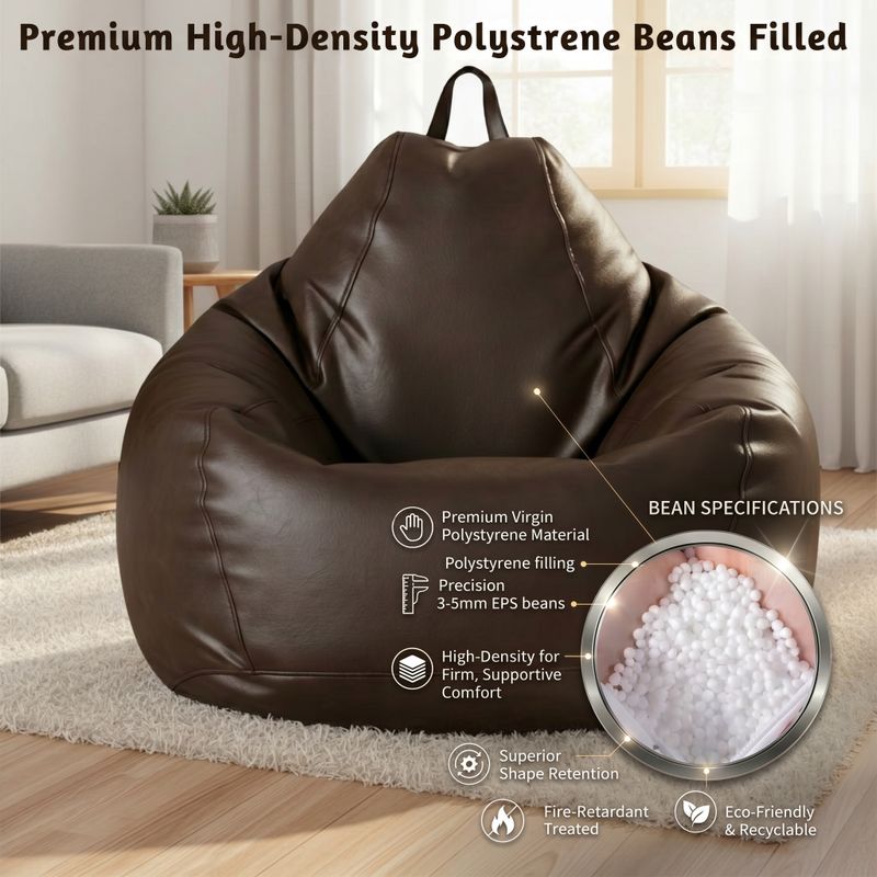 GIGLICK 4XL Bean Bag Cushion and Footrest, Brown - Image 5