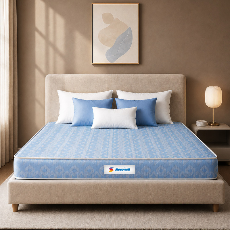 Sleepwell Dual, Reversible, Medium Soft & Firm Resitec Foam, Anti-Microbial Technology 5 inch King High Density (HD) Foam Mattress