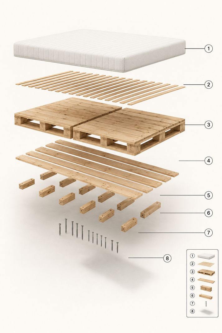 Knowk knock 4x6 ft Pine Wood Pallet Bed - Image 3