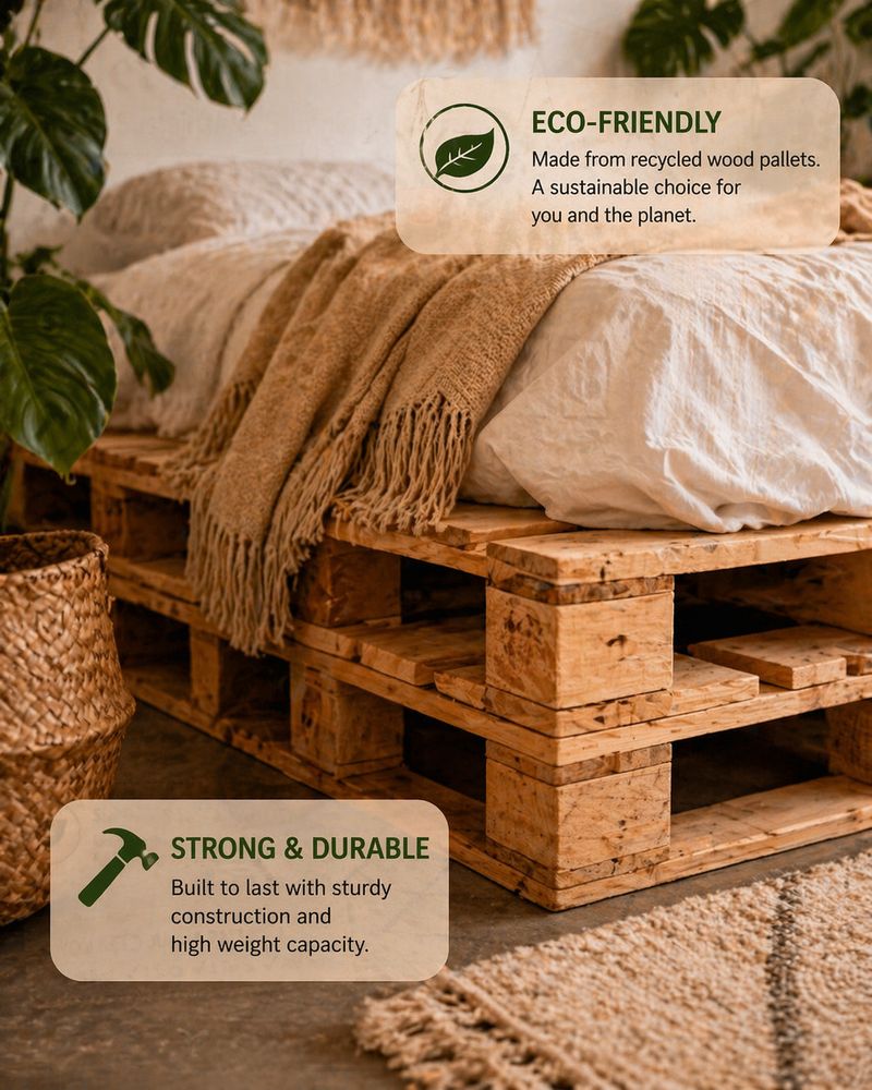 Knowk knock 4x6 ft Pine Wood Pallet Bed - Image 5