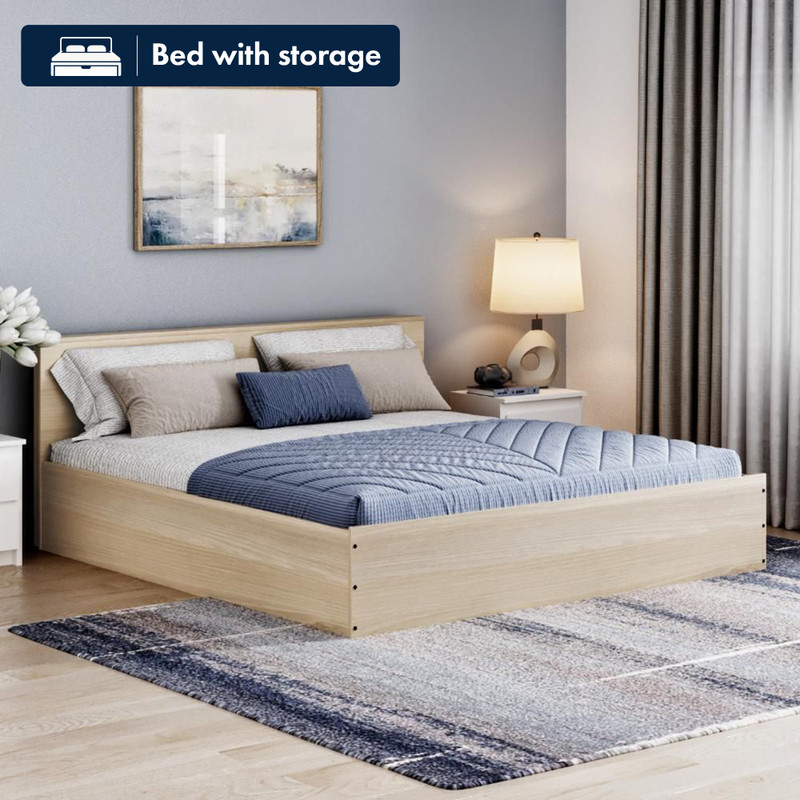 Wakefit Taurus Engineered Wood King Box Bed, 200 cm x 188.9 cm (6.56 ft x 6.2 ft) Finish Color - Mouldou Acacia, Delivery Condition - Knock Down
