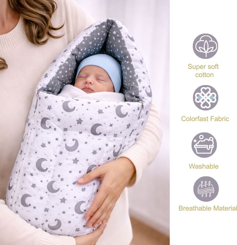 Miss & Chief Cotton Baby Bed Sized Bedding Set (Multicolor, 1 Mattress With Net, 1 Pillow, 1 Carry Bag, 1 Baby Nest With 2 Heart & 1 Pillow) - Image 3