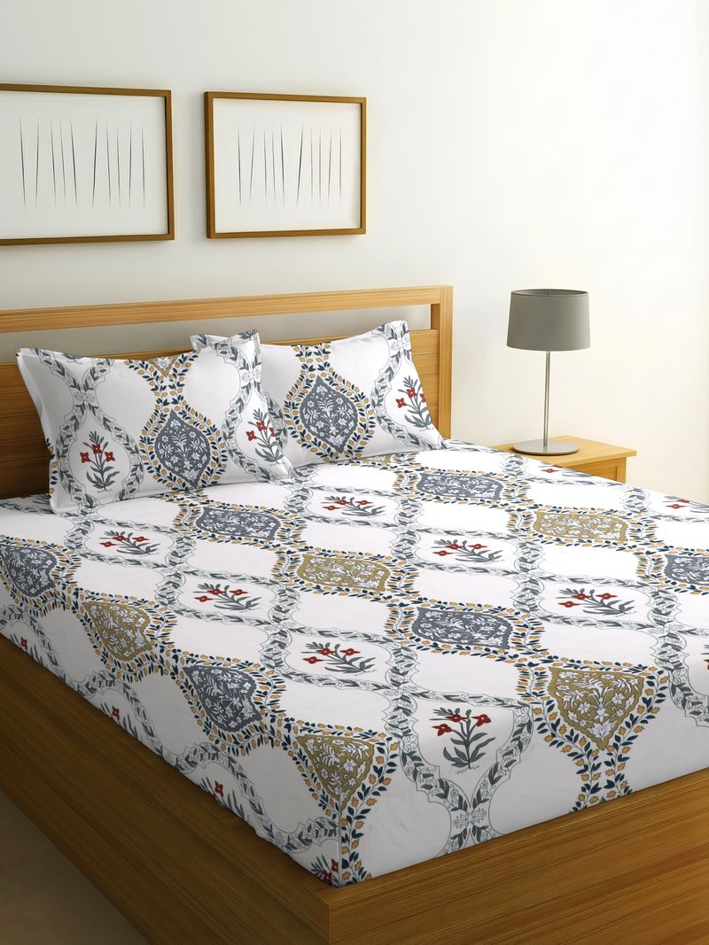 REFIZE Cotton King 244 TC Printed Summer Bedsheet with 2 Pillow Covers - Image 2