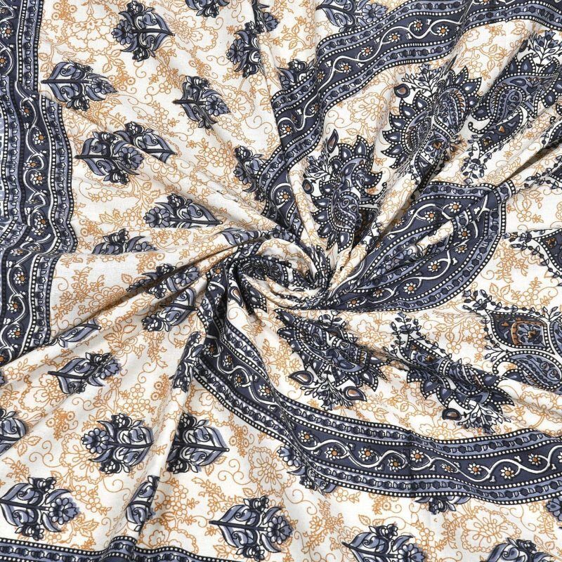 Meenamantra Cotton Double Flat 144 TC Jaipuri Prints Bedsheet with 2 - Image 6