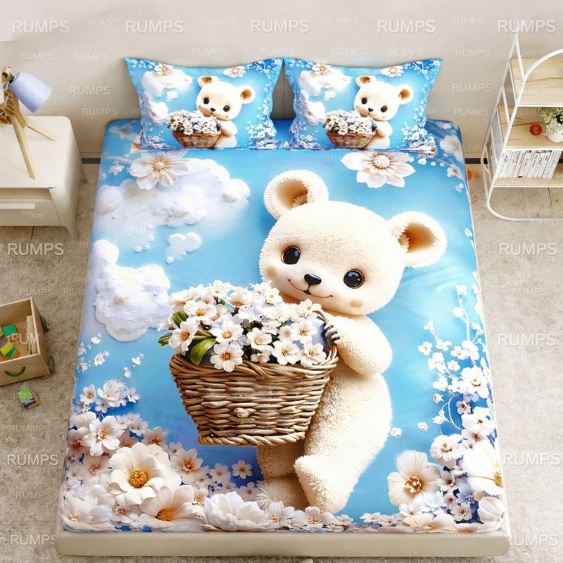 Rumps Cotton Double 450 TC 3D Printed Bedsheet with 2 Pillow Covers - Image 4