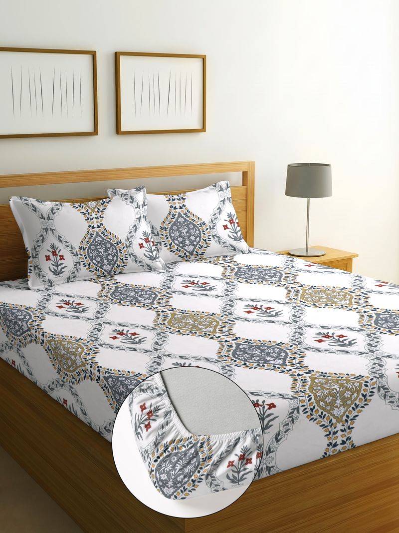 REFIZE Cotton King 244 TC Printed Summer Bedsheet with 2 Pillow Covers - Image 3