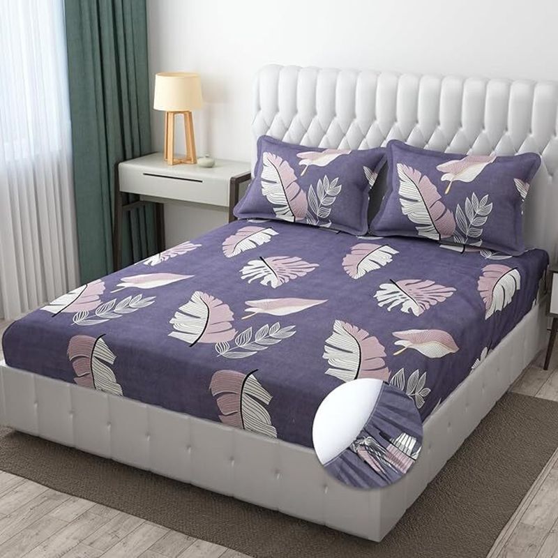 COZY QUEEN Queen Fitted 220 TC Jaipuri Prints Summer Bedsheet with 2 - Image 2