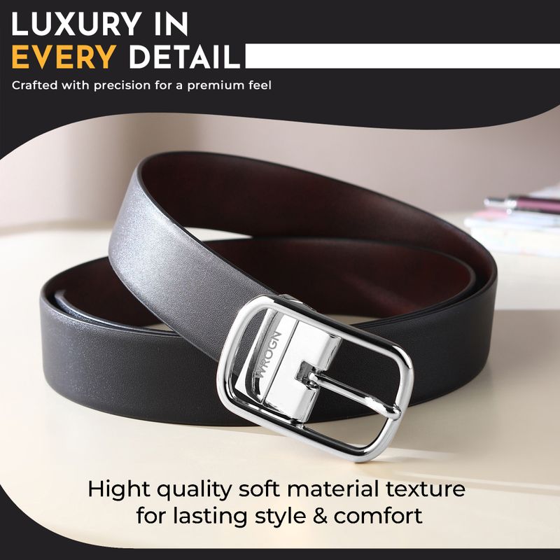 WROGN Men Formal, Casual, Evening, Party Black, Brown Artificial Leather Reversible Belt - Image 5