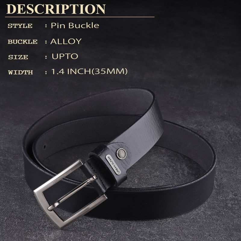 URBAN ALFAMI Men Black Genuine Leather Belt - Image 5