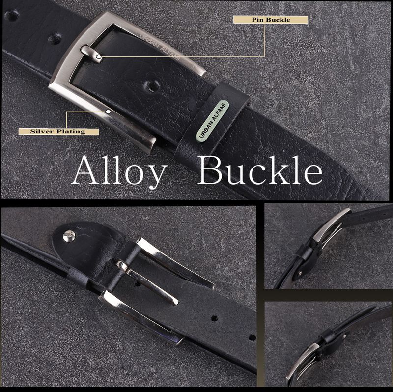 URBAN ALFAMI Men Black Genuine Leather Belt - Image 4