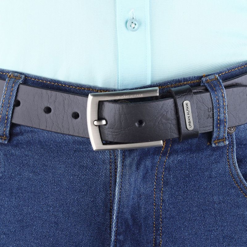 URBAN ALFAMI Men Black Genuine Leather Belt - Image 6