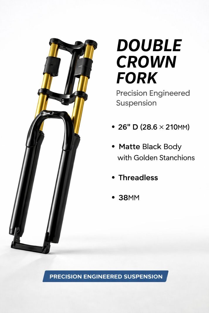 Furix Double Crown Suspension Fork 26" MTB Matte Black - Image 2