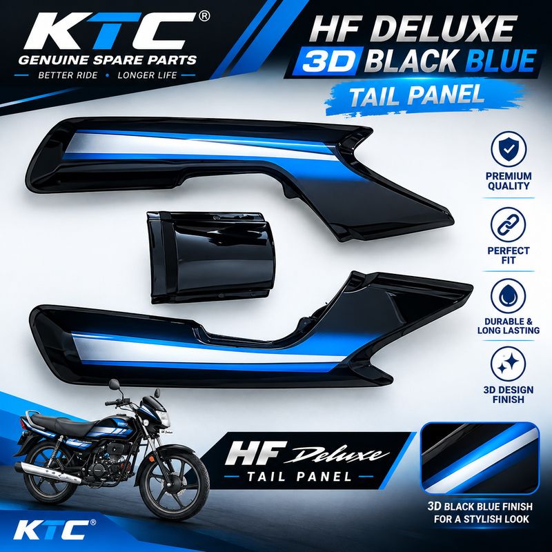 KTC Premium HF Deluxe 3D 2016 Black Blue Tail Panel Bike Crash Guard - Image 2