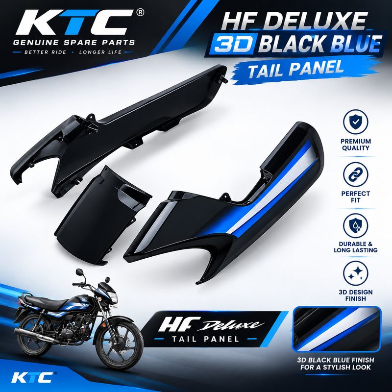 KTC Premium HF Deluxe 3D 2016 Black Blue Tail Panel Bike Crash Guard - Image 3