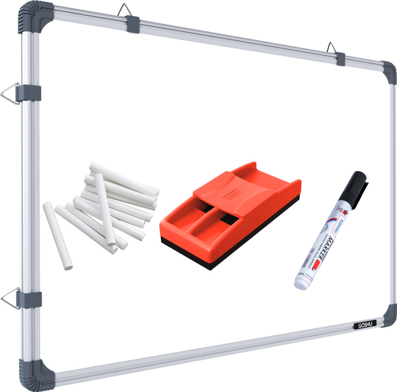 goshu 2x3 feet non magnetic double sided duster marker 10 dust free chalk green white board