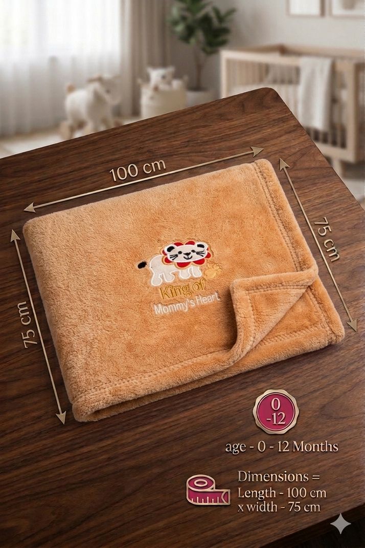 BRANDONN Embroidered Microfiber Baby Blanket for AC Room, Beige - Image 5
