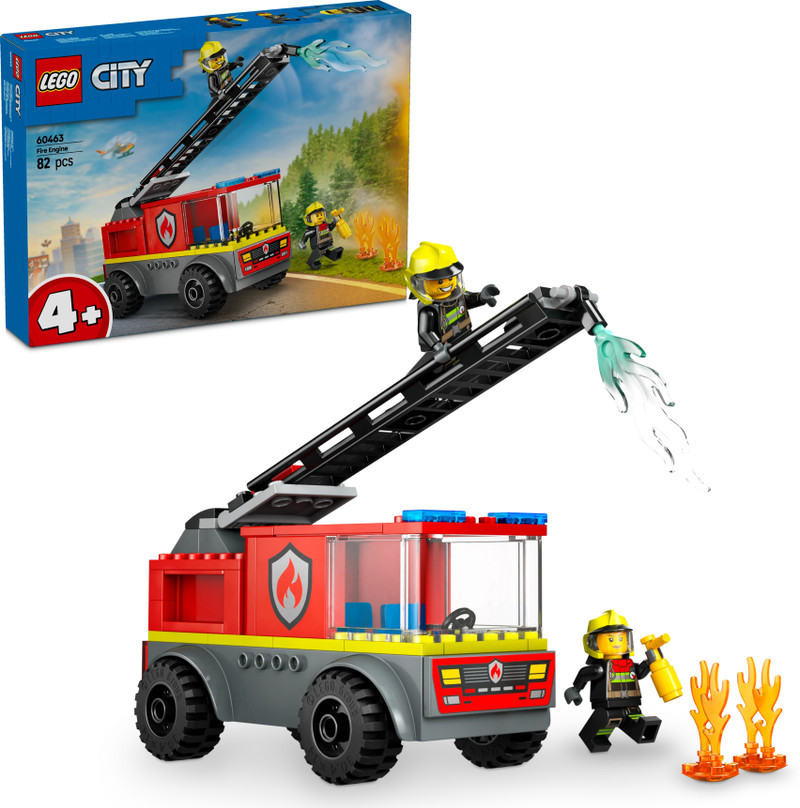 LEGO City Fire Ladder Truck, Firefighter Toy Vehicle Gift for Kids 60463 (82 Blocks) Multicolor