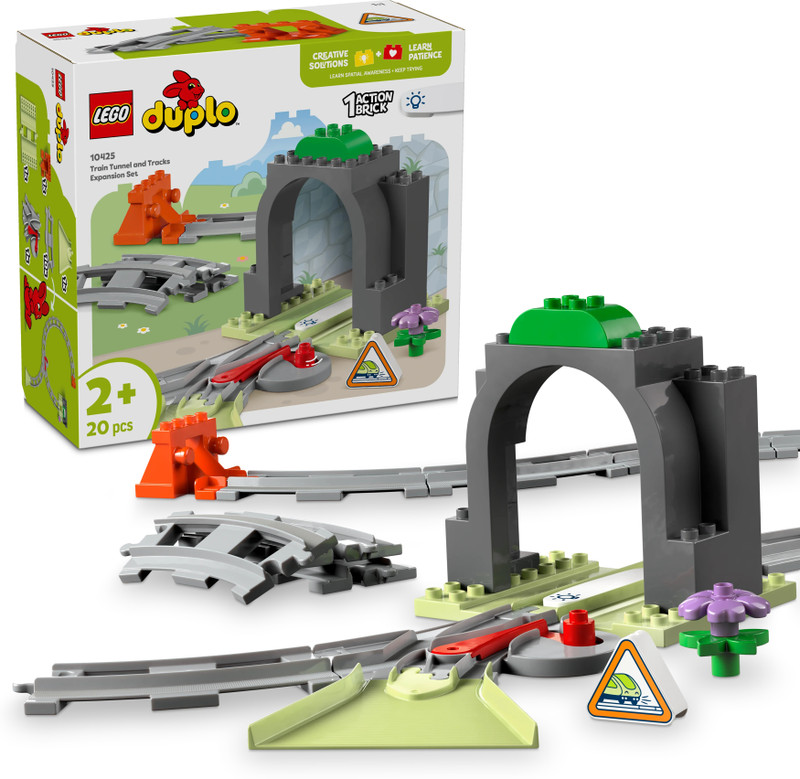 LEGO DUPLO Town Train Tunnel and Tracks Expansion Set 10425 (20 Blocks) Multicolor