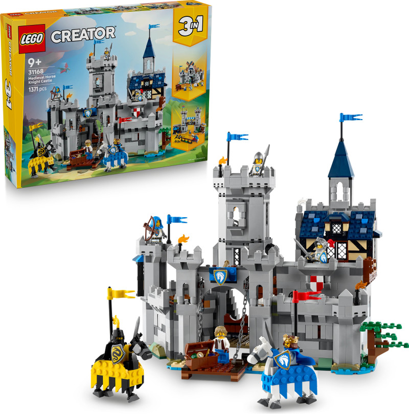 LEGO Creator 3in1 Medieval Horse Knight Castle Playset Building Toy 31168 Multicolor