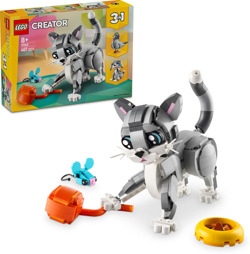 LEGO Creator 3in1 Playful Cat Pet Toy Animal Playset 31163 (407 Blocks)