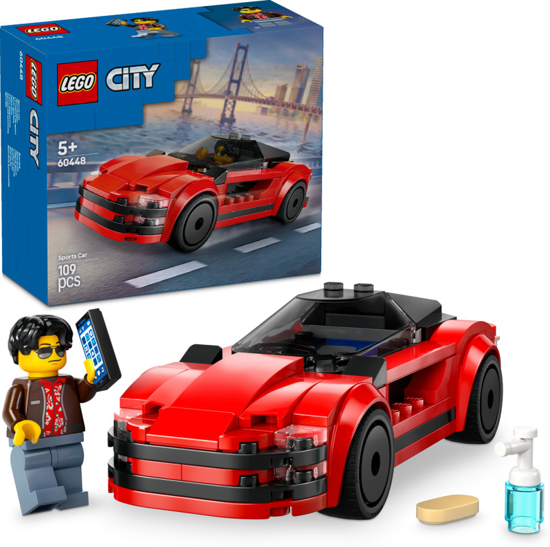 LEGO City Red Sports Car Supercar Toy Vehicle Set 60448 (109 Blocks) Multicolor