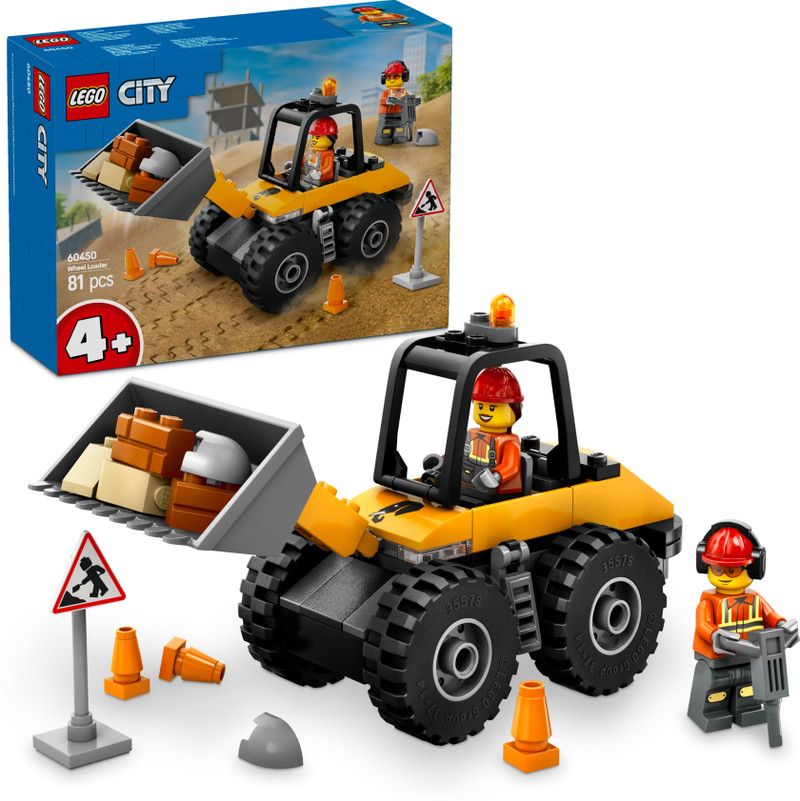 LEGO City Yellow Construction Wheel Loader Buildable Vehicle Set 60450 (81 Blocks) Multicolor