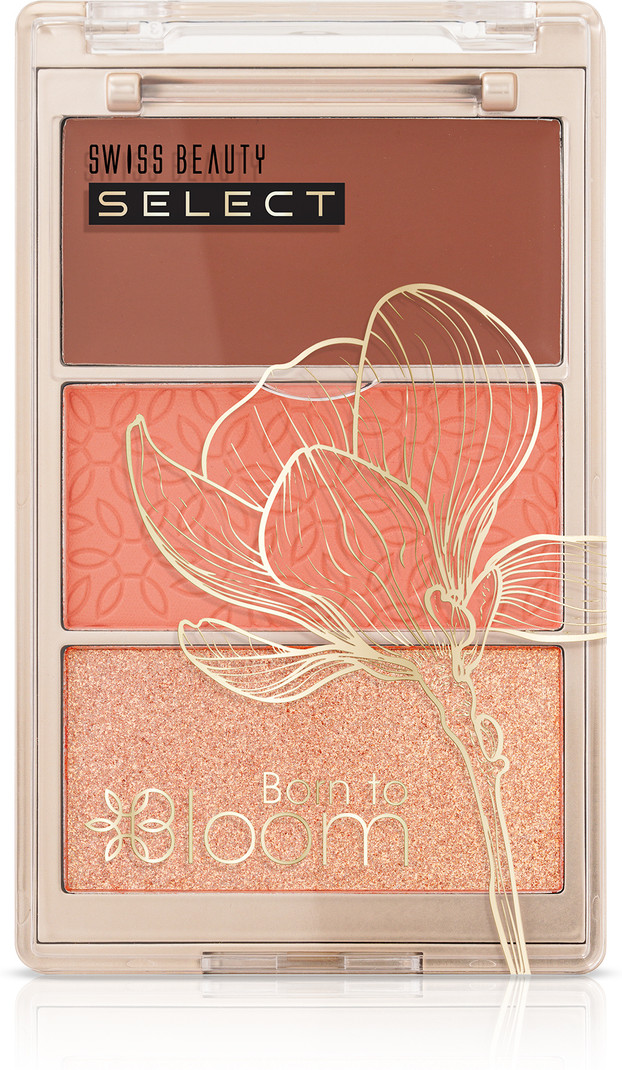 SWISS BEAUTY Select Born To Bloom 3-in-1 Blush & Highlighter with Vitamin E | Buildable (Coral Blossom)