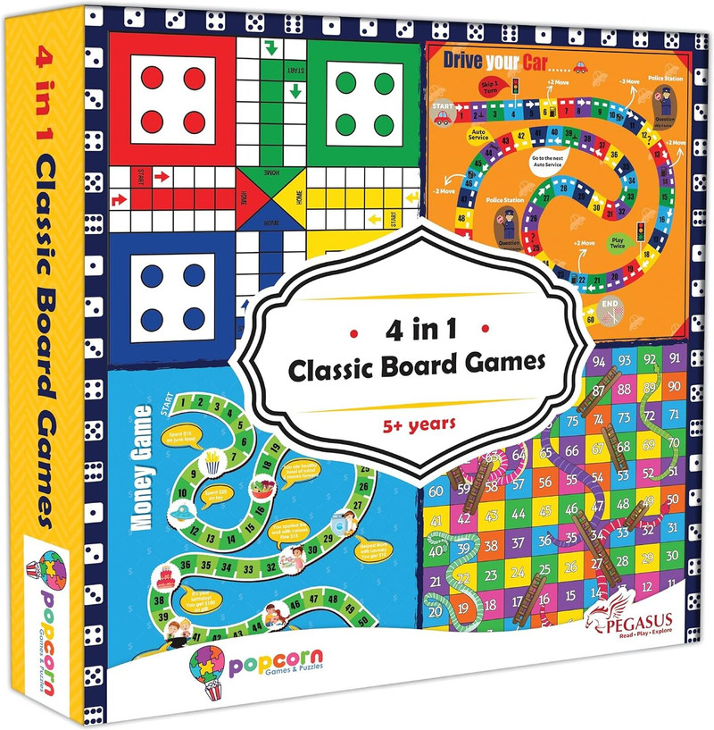 Popcorn Games & Puzzles Popcorn 4-in-1 Classic Board Games Enhances decision-making & problem-solving. Board Game Accessories