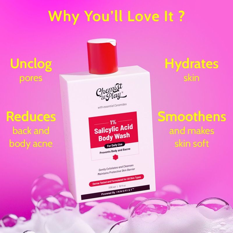Chemist at Play 1% Salicylic Acid Acne Body Wash 236ml - Image 4