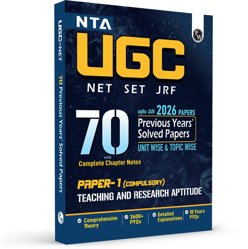 PW NTA 70 UGC NET Paper 1 Previous Year Solved Papers with Complete Chapter Notes Paperback, PW
