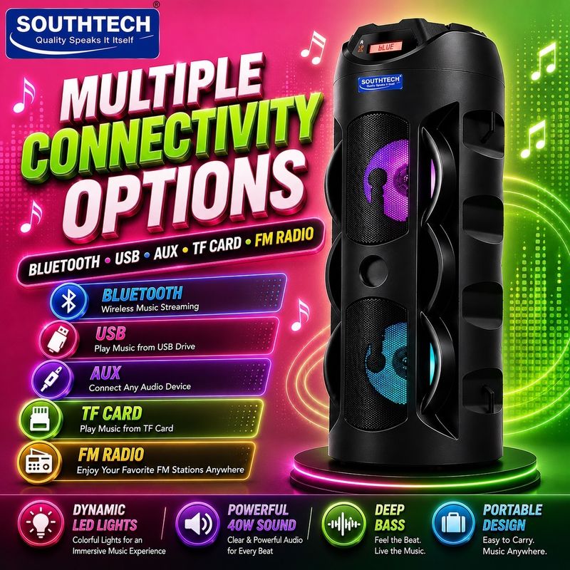SOUTHTECH 40W Bluetooth Party Speaker with RGB Lights - Image 5