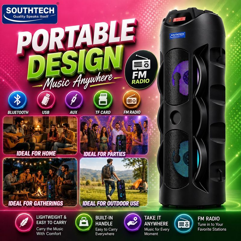 SOUTHTECH 40W Bluetooth Party Speaker with RGB Lights - Image 4